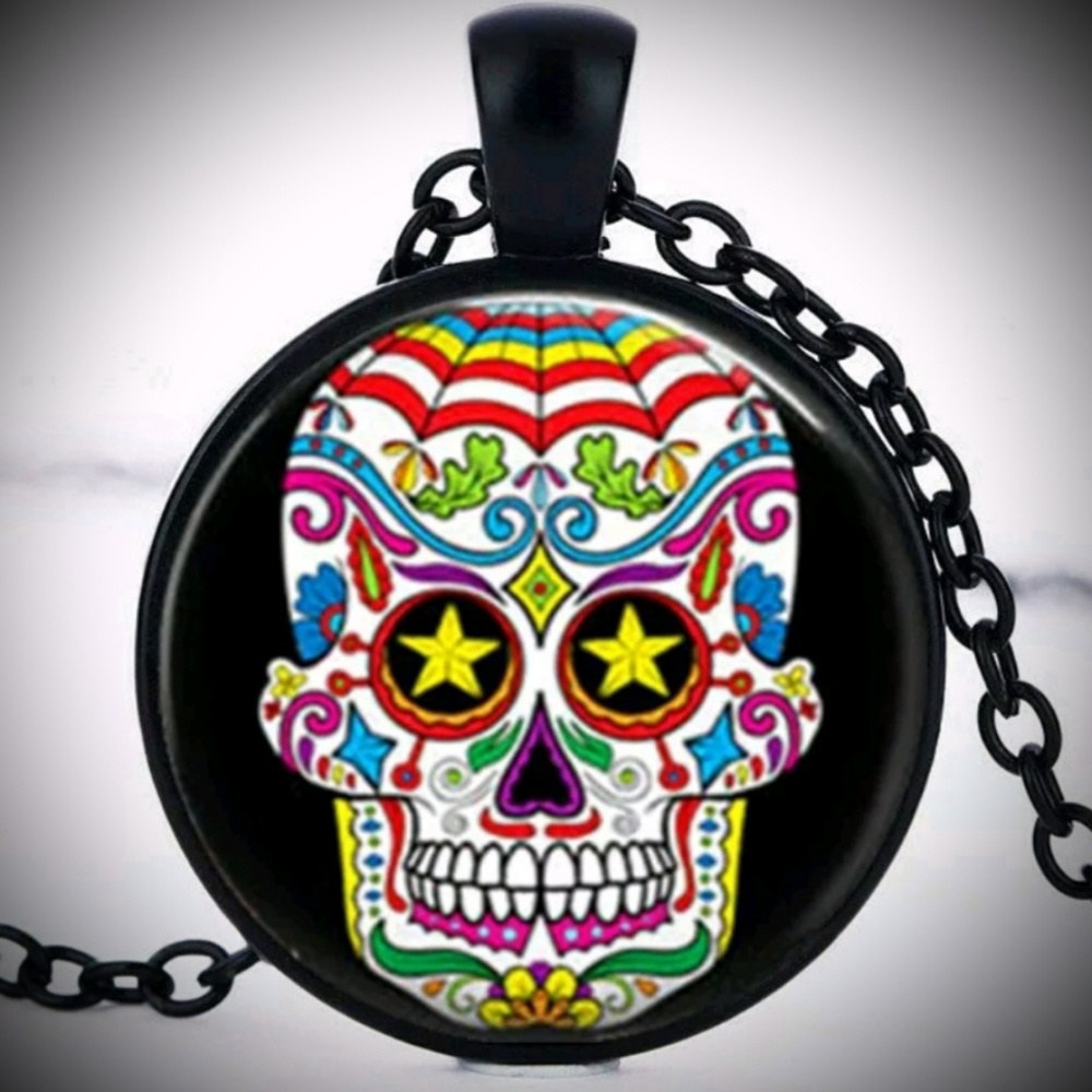 Steampunk Sugar Scull Cabochon Necklace